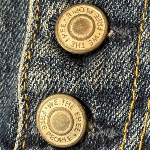 Free People Button Fly Distressed Denim Mini Skirt | Size 29  NWT - Picture 5 of 7